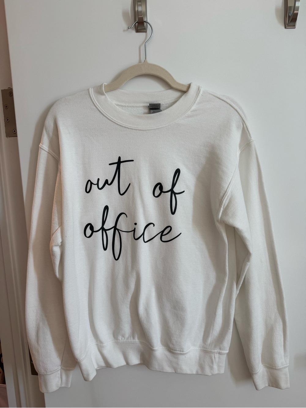 White "Out of Office" Crew Neck Sweatshirt